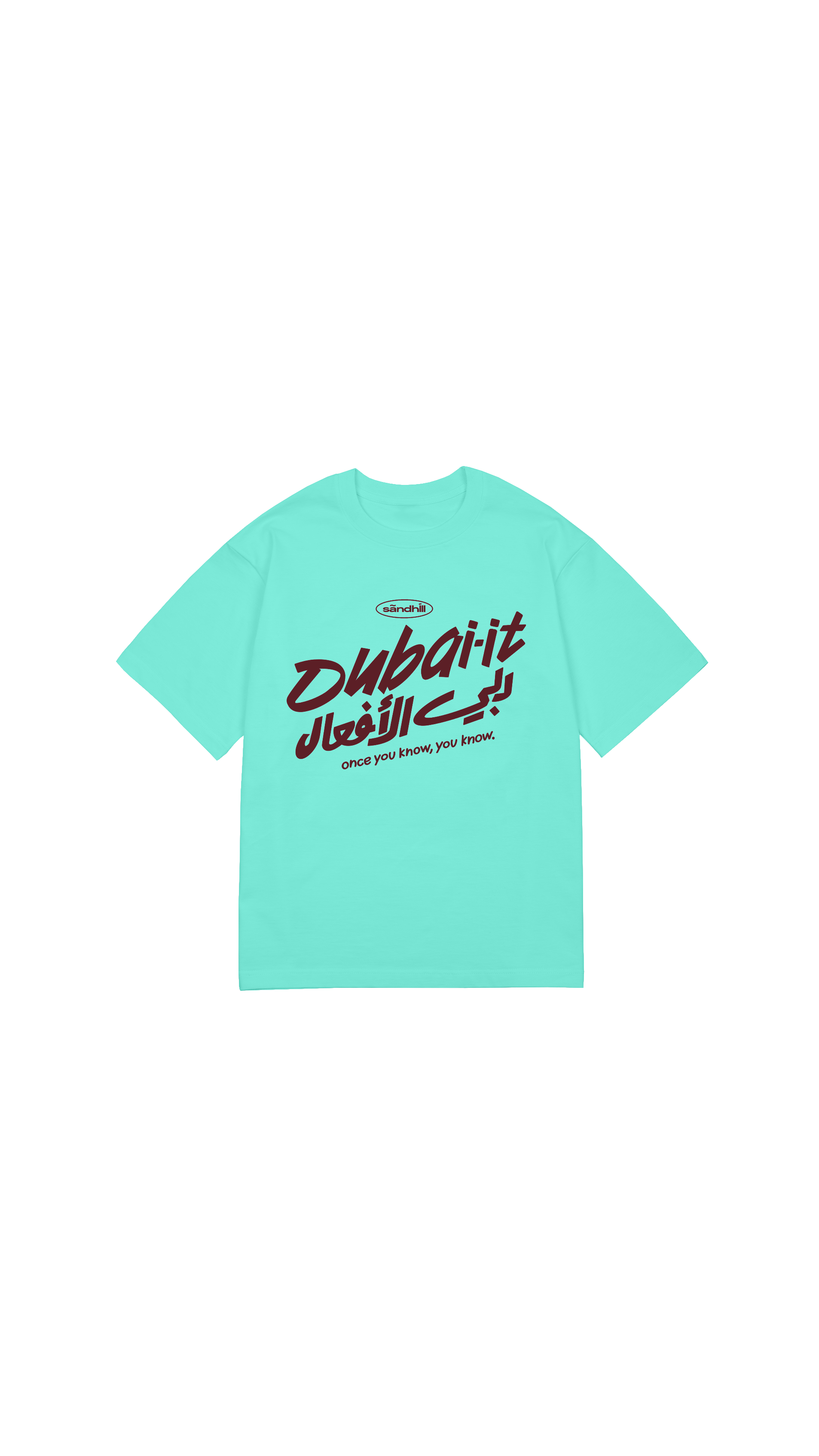Dubai-It T-shirt Aqua/Deep Wine (Front Design)