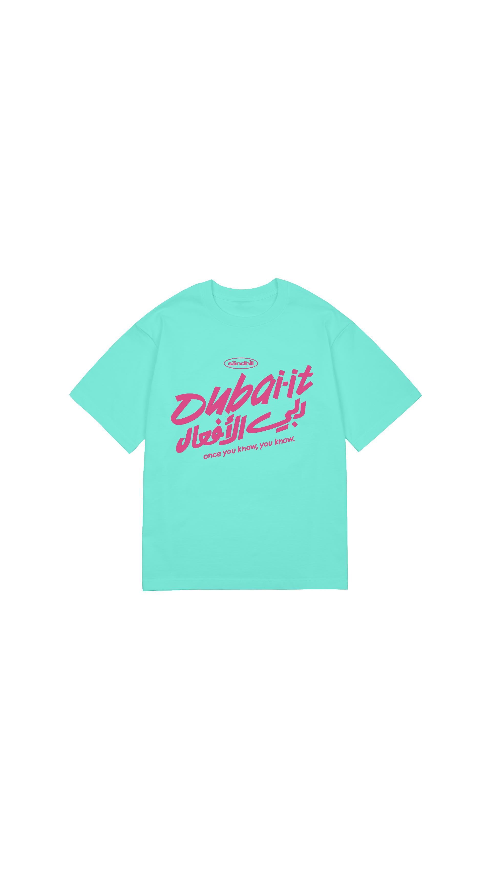 Dubai-It T-shirt Aqua/Magenta (Front Design)